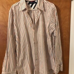 Tommy Hilfiger Peach, Navy & Cream Striped Button-Down Shirt